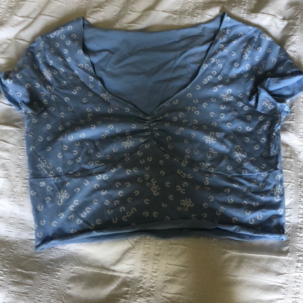 Blue Flowered Scrunch T-Shirt